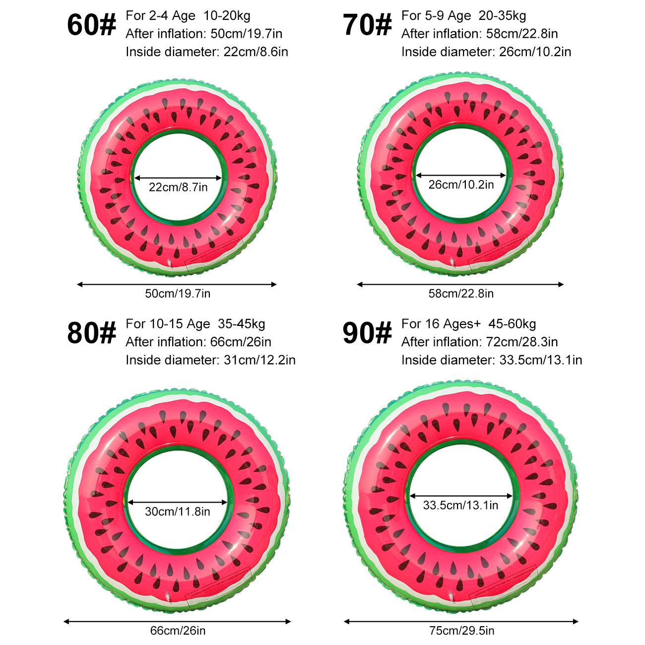 1PC Watermelon Inflatable Swim Ring